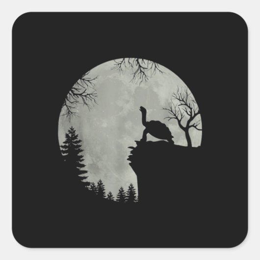 Green Sea Turtle Ocean Turtle Howling Est Moon Quadratischer Aufkleber (Vorderseite)