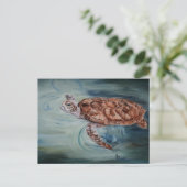 Green Sea Turtle Post Card Postkarte (Stehend Vorderseite)