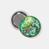 Green Sea Turtle Stain Glass Design Magnet (Vorderseite/Rückseite)