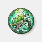 Green Sea Turtle Stain Glass Design Magnet (Vorne)