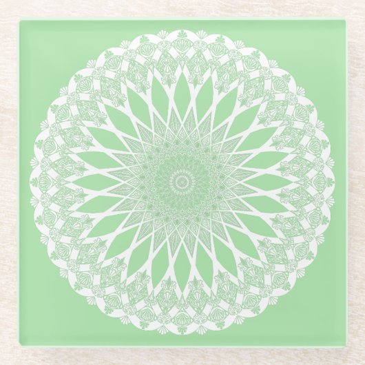 Green Seafoam Tristyns Mandala Glasuntersetzer (Vorderseite)