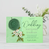 Green Seal Wedding Invitation Einladung (Stehend Vorderseite)