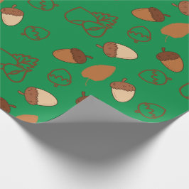 Green Seamless Wrapping Paper: Fall Hazelnut Leaf Geschenkpapier