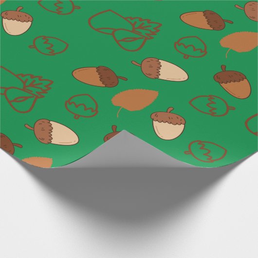Green Seamless Wrapping Paper: Fall Hazelnut Leaf Geschenkpapier (Ecke)