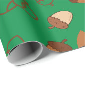 Green Seamless Wrapping Paper: Fall Hazelnut Leaf Geschenkpapier (Rolleneckpunkt)