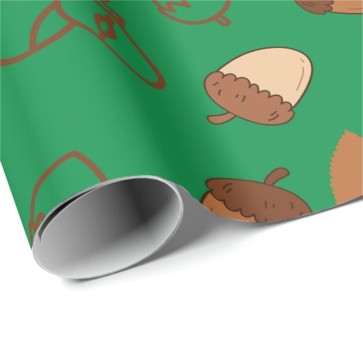 Green Seamless Wrapping Paper: Fall Hazelnut Leaf Geschenkpapier (Rolleneckpunkt)