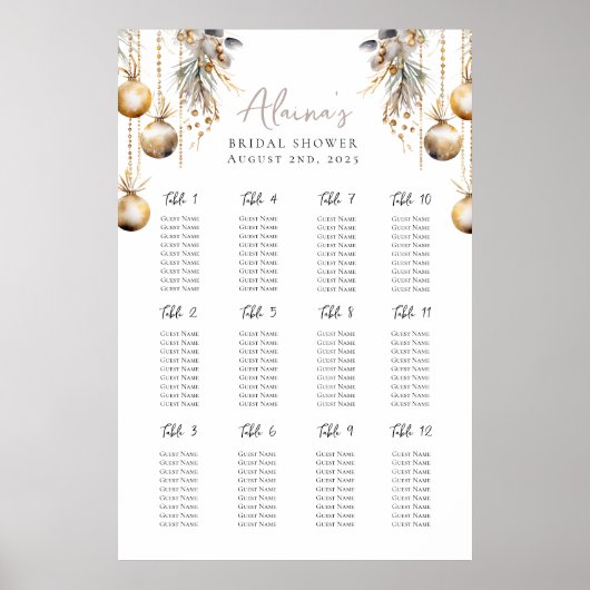 Green Seating Chart | Holly Christmas Shower Poster (Vorne)