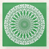 Green Seaweed Tristyns Mandala Glasuntersetzer (Vorderseite)