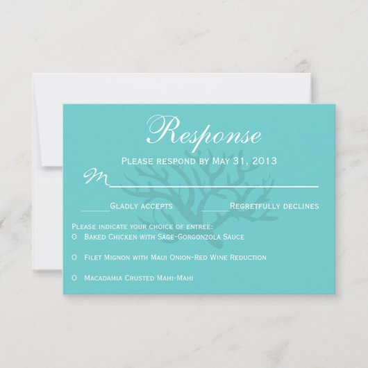 Green Seepferd Hochzeiten RSVP Response Cards Karte (Vorderseite)