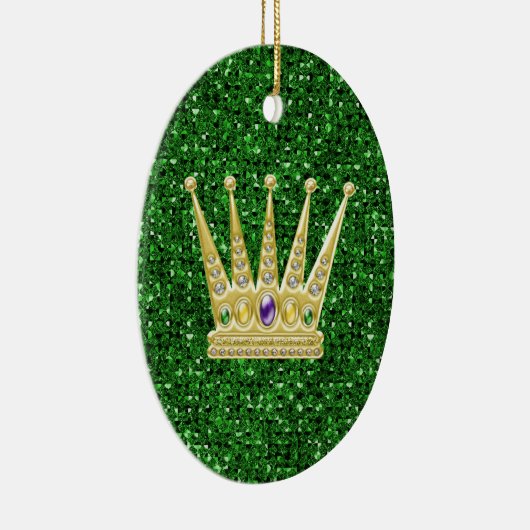 Green Sequin Effect Ornament mit Mardi Gras Crowns (Rechts)