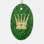 Green Sequin Effect Ornament mit Mardi Gras Crowns (Links)