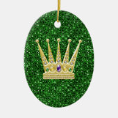 Green Sequin Effect Ornament mit Mardi Gras Crowns (Vorne)