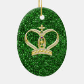 Green Sequin Effect Ornament mit Mardi Gras Crowns (Hinten)