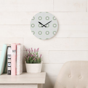 Green Serene Bloom Große Wanduhr