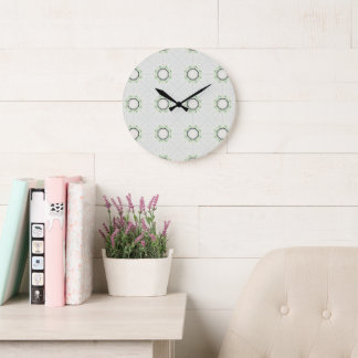 Green Serene Bloom Große Wanduhr
