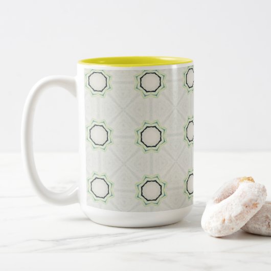 Green Serene Bloom Zweifarbige Tasse (Mit Donut)