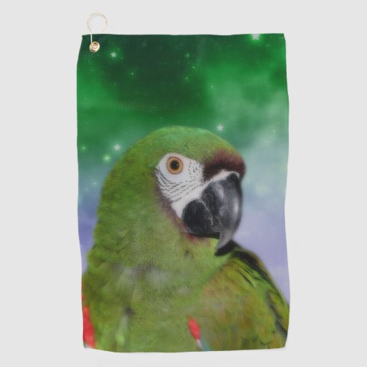 Green Severe Macaw Parrot Bird Art Golfhandtuch (Vorderseite)