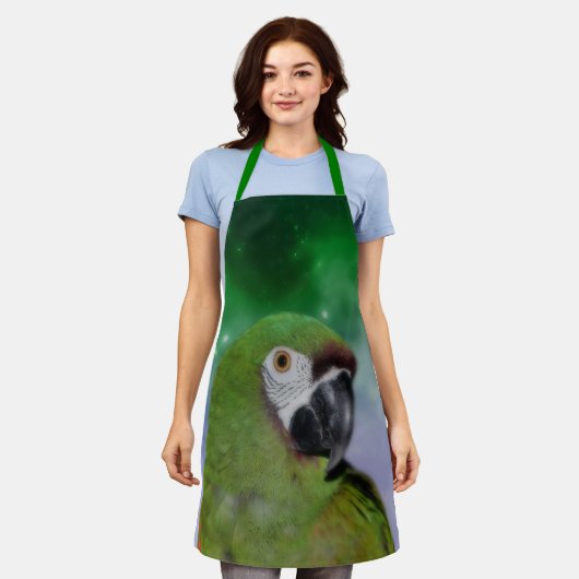 Green Severe Macaw Parrot Bird Art Schürze (Getragen)