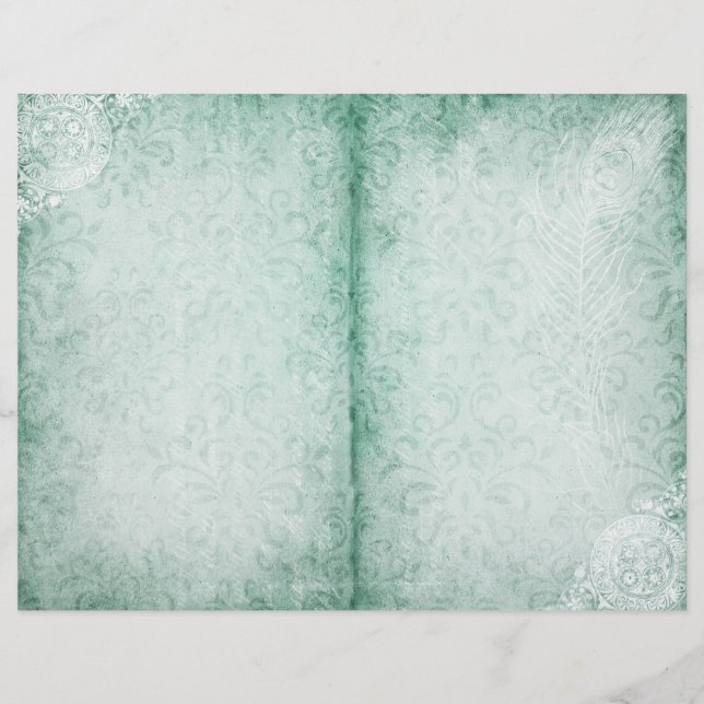 Green Shabby Vintag Feather Journal-Seite (Vorderseite)