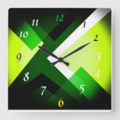 Green Shades Black Pattern Quadratische Wanduhr (Vorderseite)