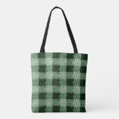Green Shades Gingham Kariert Artisan Crochet Print Tasche (Rückseite)