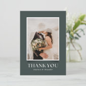 Green Shadow Effect Foto Hochzeit Danke CARD Einladung (Stehend Vorderseite)