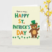 Green Shamrock Bear Card Karte (Gelbe Blume)