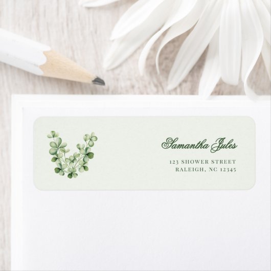 Green Shamrock Bridal Shower Return Address (Insitu)