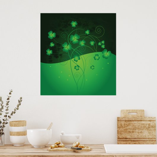 Green Shamrock Clover St Patrick’s Day Luck Poster (Küche)