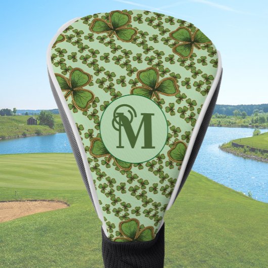 Green Shamrock Headcover With Irish Clovers
