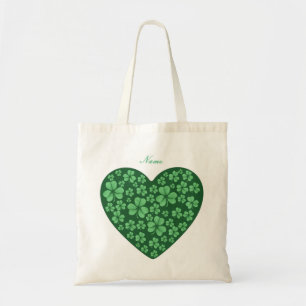 Green Shamrock heart Irish Tragetasche