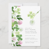 Green Shamrock Purple Clover Irish Baby Shower Einladung (Vorderseite)