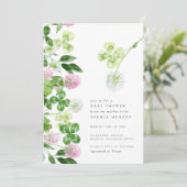 Green Shamrock Purple Clover Irish Baby Shower Einladung (Stehend Vorderseite)