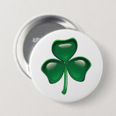 Green Shamrock Three-Leaf Clover Button (Vorne & Hinten)