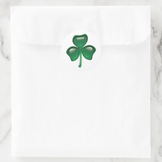 Green Shamrock Three-Leaf Clover Runder Aufkleber (Tasche)