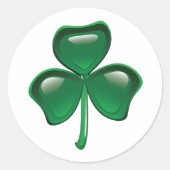 Green Shamrock Three-Leaf Clover Runder Aufkleber (Vorderseite)