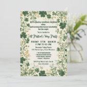 Green Shamrock Vines Funky Saint Patrick's Party  Einladung (Stehend Vorderseite)