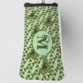 Green Shamrock Vintage Style Clovers Irish Golf Headcover (Rotieren 90)