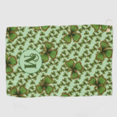 Green Shamrock Vintage Style Clovers Irish Golfhandtuch (Horizontal)