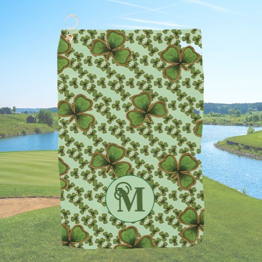 Green Shamrock Vintage Style Clovers Irish Golfhandtuch