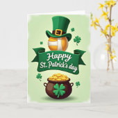 Green Shamrocks Pattern Card Karte (Gelbe Blume)