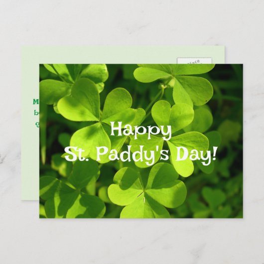 Green Shamrocks, St. Paddy's Day Postcard Postkarte (Vorne/Hinten)