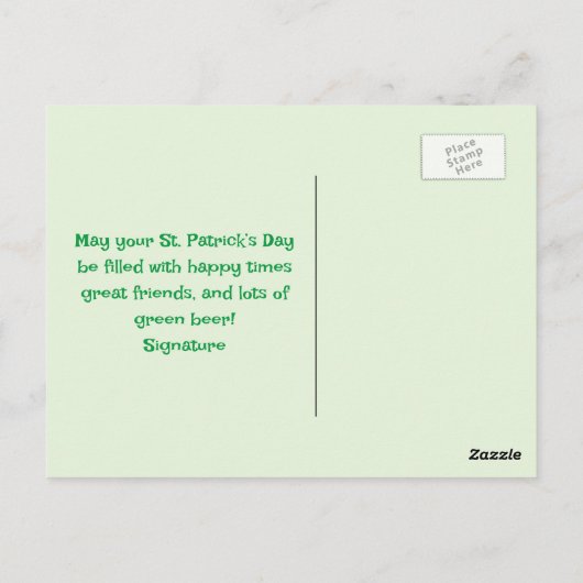 Green Shamrocks, St. Paddy's Day Postcard Postkarte (Rückseite)