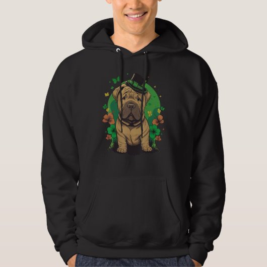 Green Shar Pei shamrock on St Patricks Day Shar Pe Hoodie (Vorderseite)