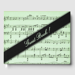 Green Sheet Music Guest Book Gästebuch