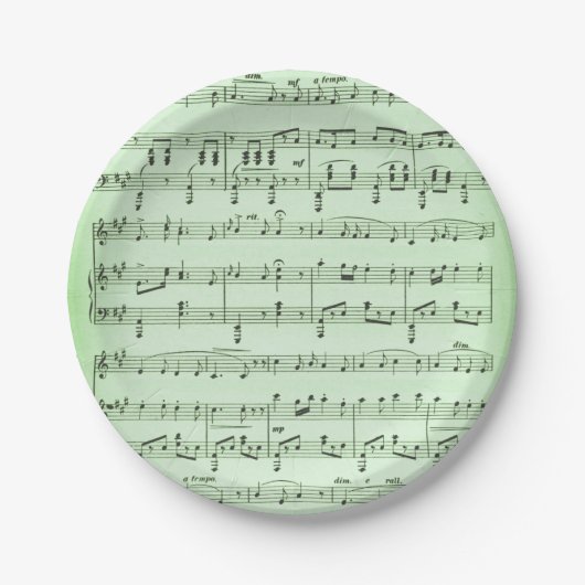 Green Sheet Music Pappteller (Vorderseite)