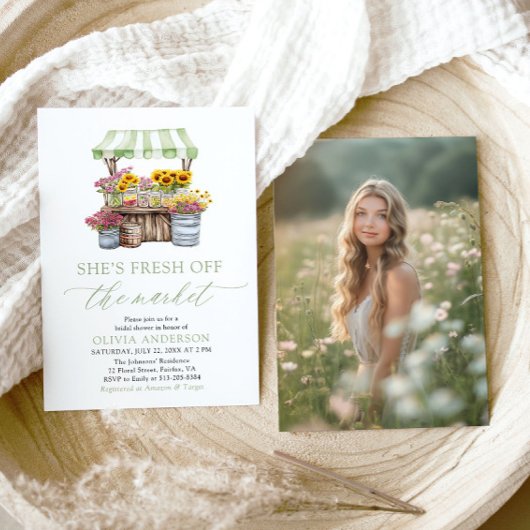 Green She's Fresh Off the Market Brautparty Einladung