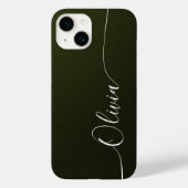 Green Shimmer Eleganter Calligrafy Script Name Case-Mate iPhone Hülle (Rückseite)