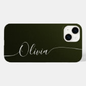 Green Shimmer Eleganter Calligrafy Script Name Case-Mate iPhone Hülle (Rückseite (Horizontal))