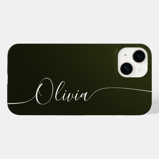 Green Shimmer Eleganter Calligrafy Script Name Case-Mate iPhone Hülle (Rückseite (Horizontal))